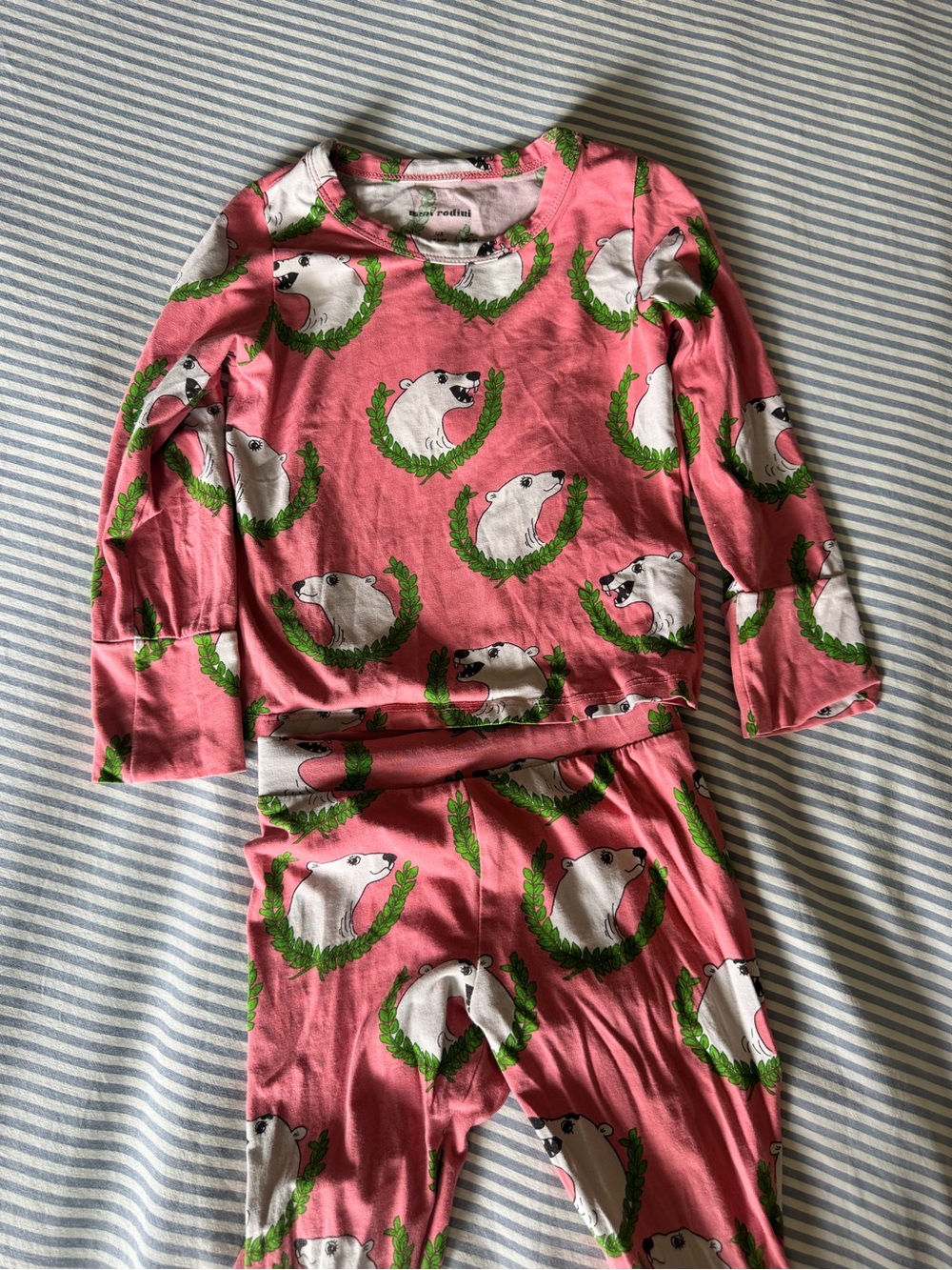 Mini Rodini Pink Polar Bear Wreath Pajama Set
